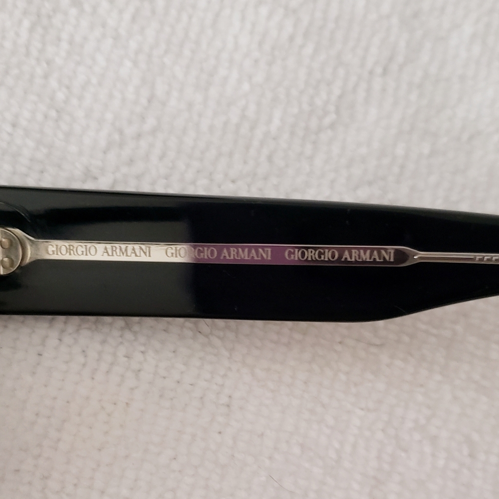 Giorgio Armani Black Sunglasses with Gold Accents | Designer Luxury Frames - Picture 4 of 6